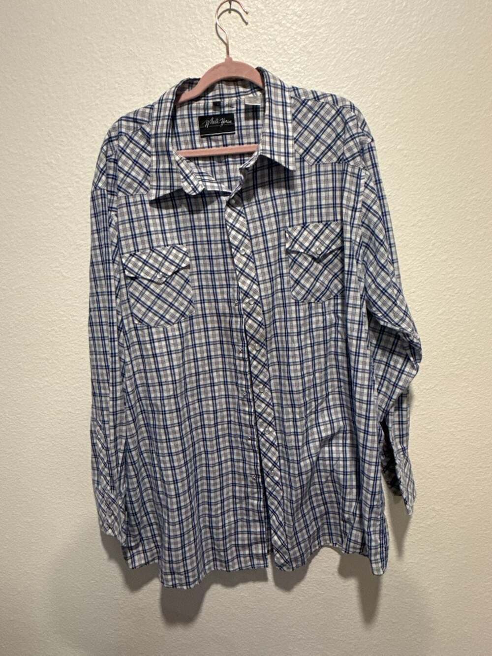 White Horse Western Plaid Long Sleeve Shirt XXL